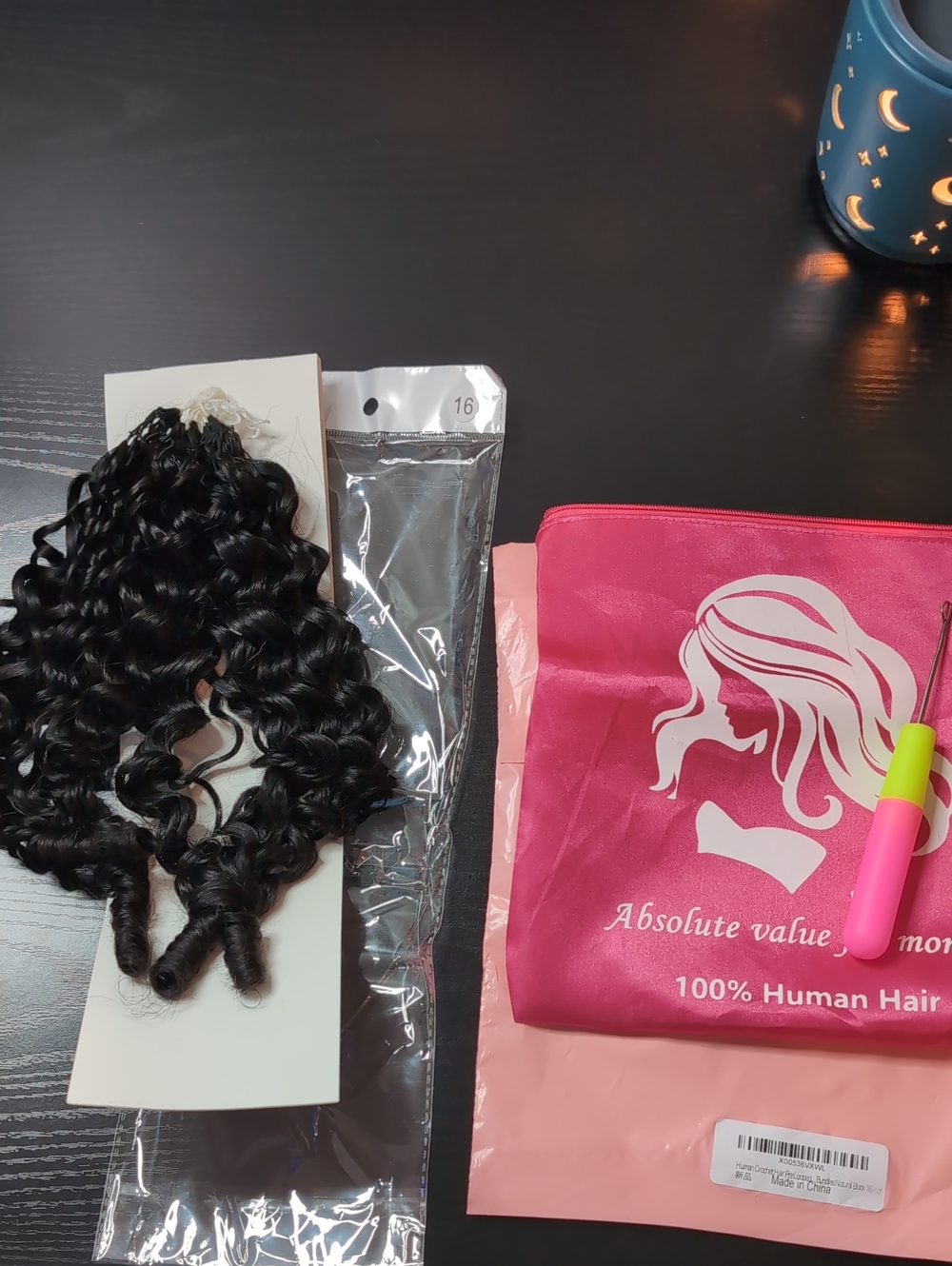 16 In Burmese Curly Feather Crochet Human Hair 60 G Natural Black Pre-separated